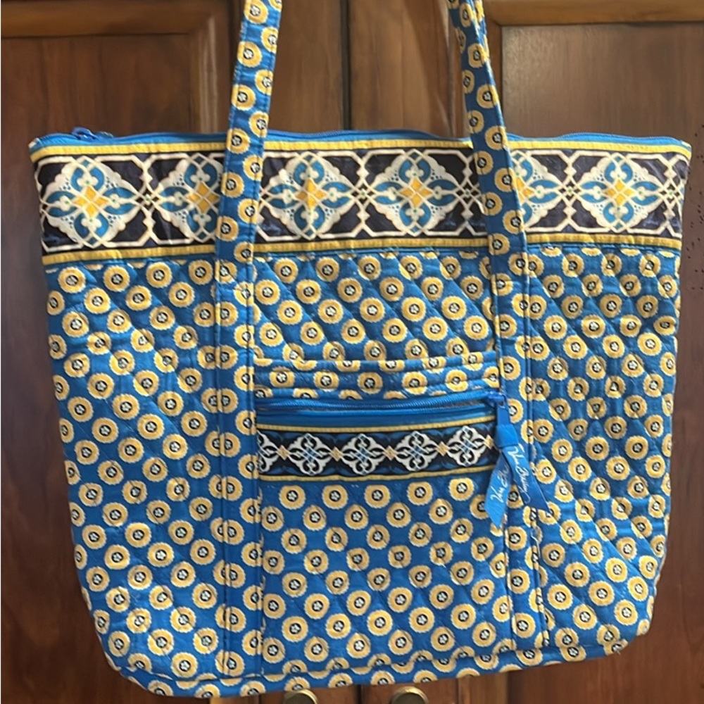 Vera Bradley Quilted Blue and Yellow Patterned Tote